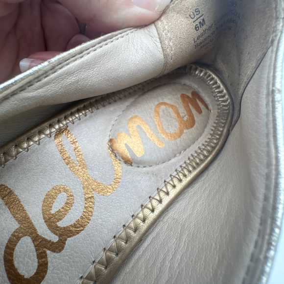 Sam Edelman Everie gold metallic leather slip-on loafers Size 6M - Picture 5 of 8